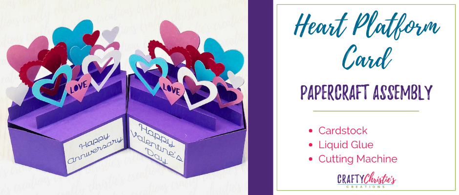 create a heart platform card using your silhouette cutting machine. The sentiments are print and cut features.