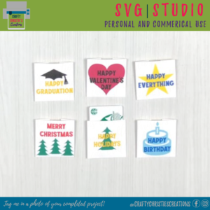 6 different gift card sleeves for common gift giving times: graduation, valentine's day, just because, christmas, holiday, and birthday