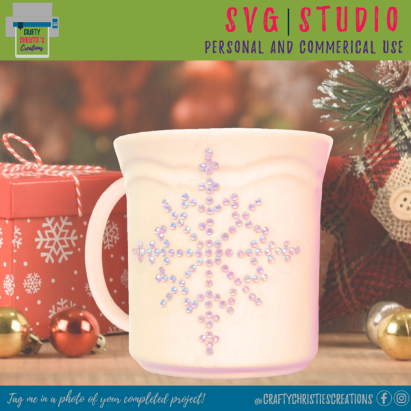 snowflake rhinestone sticker on a coffee mug