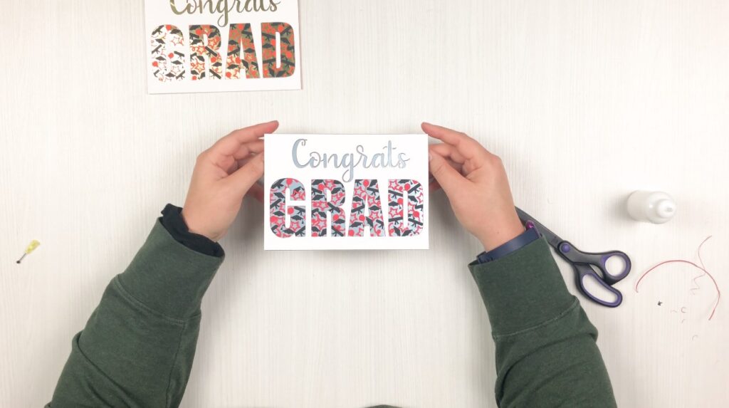 the shine of the silver foil cardstock really makes this congrats graduation card pop!