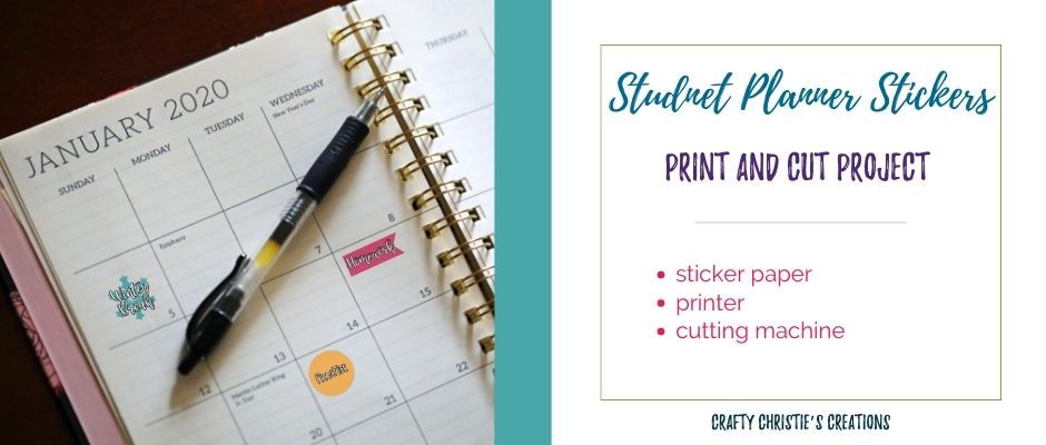 print and cut Student Planner Stickers in a planner book